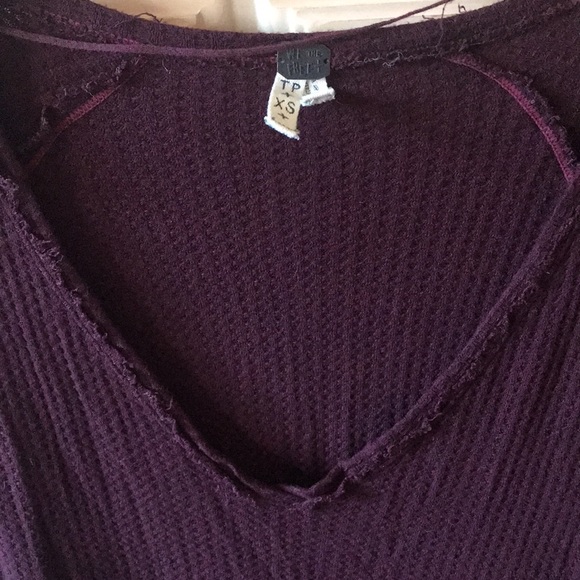 Free People | Laguna Maroon Thermal Top With Raw Hems and Thumbholes Size XS - Picture 4 of 13